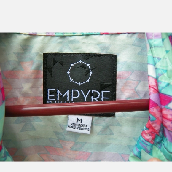 Empyre Girl's Size Medium M Green Windbreaker Zip Up Hooded Jacket Q6 - Picture 2 of 3